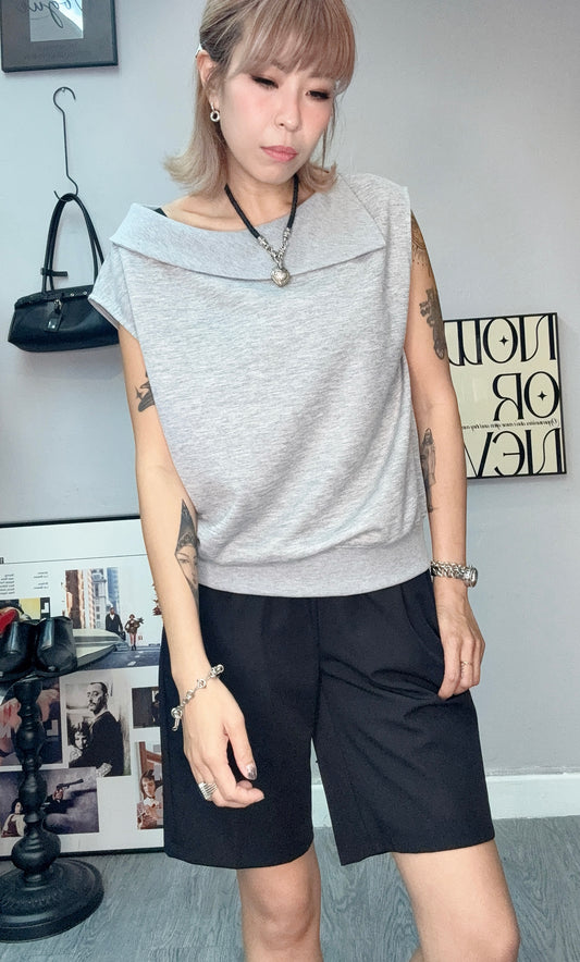 Fold over collar tee #00651
