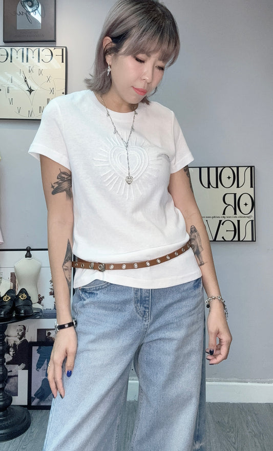 Embroidery heart tee #00414