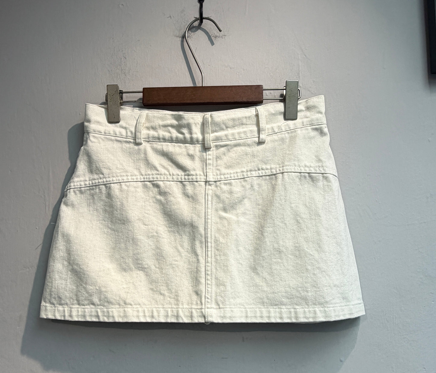 Words printed denim skort #00744