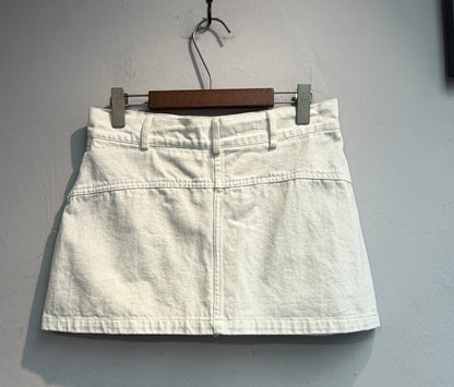 Words printed denim skort #00744