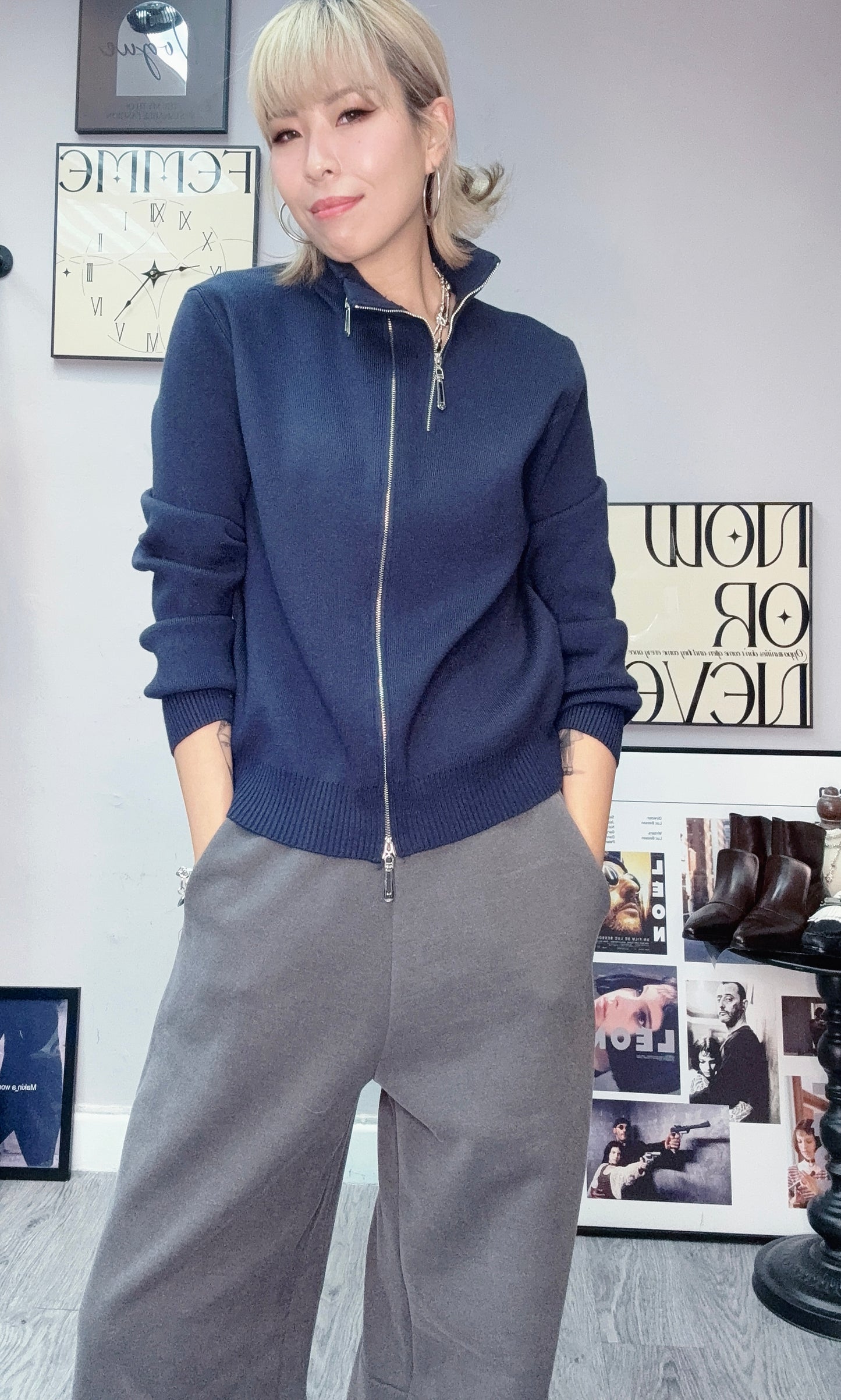 Double zip knit top #00153