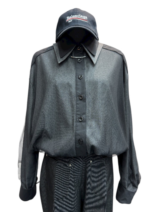 Mesh double shirt collar shirt #00035