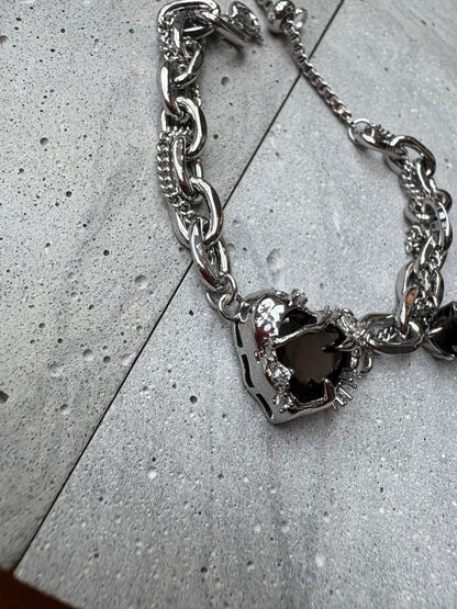 Black heart crystal bracelet