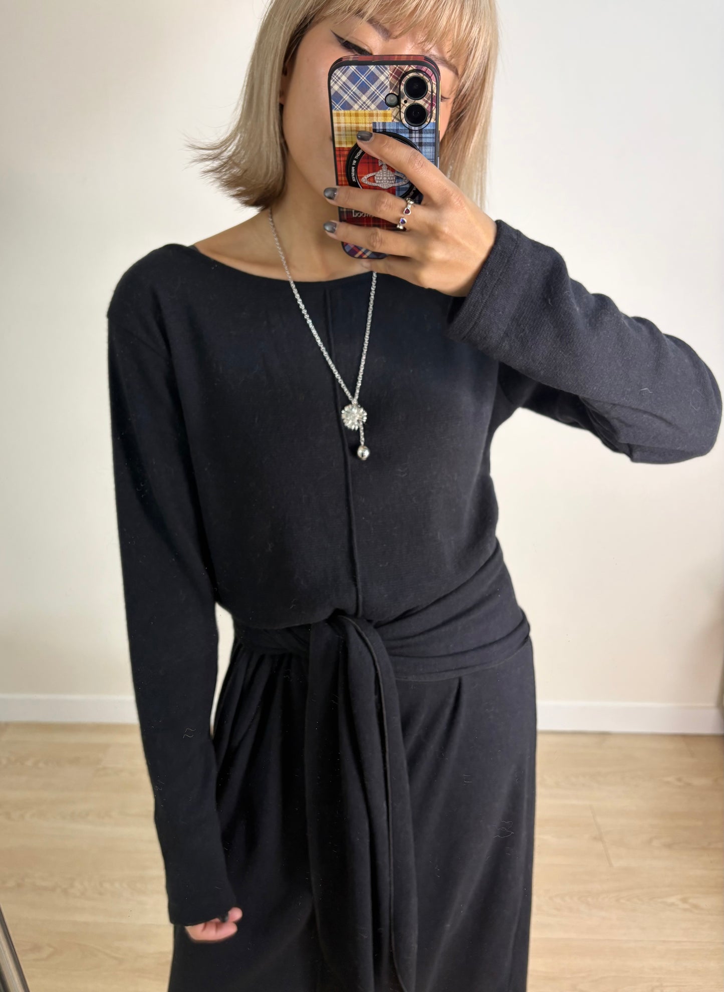 Front and back knitted dress (with scarf) #00157