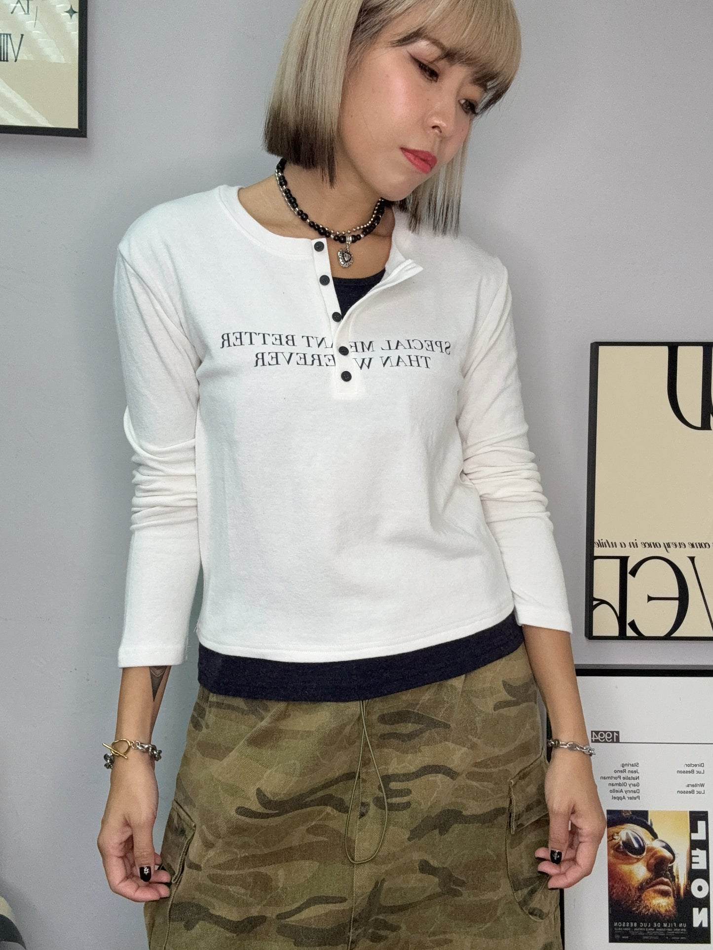 Fake two piece cotton tee