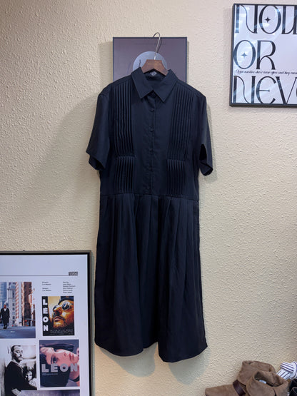 Front pleated short sleeves one piece #01035