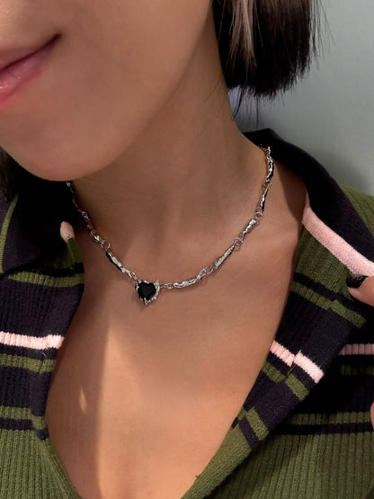 Black heart shape necklace