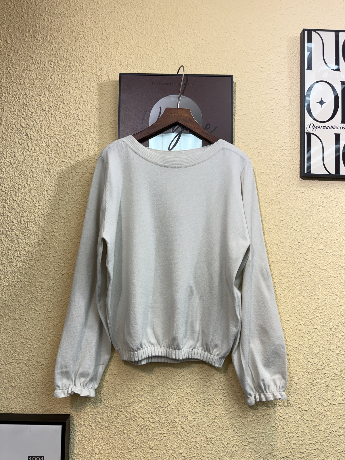 Puff hem plain knitted top #01031