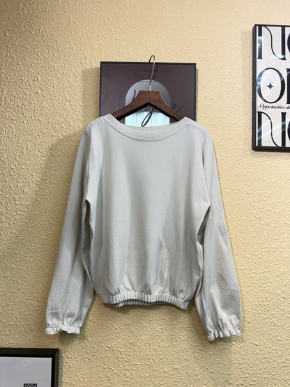 Puff hem plain knitted top #01031