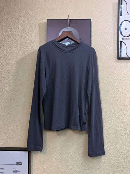 Back buttons plain cotton tee #01032