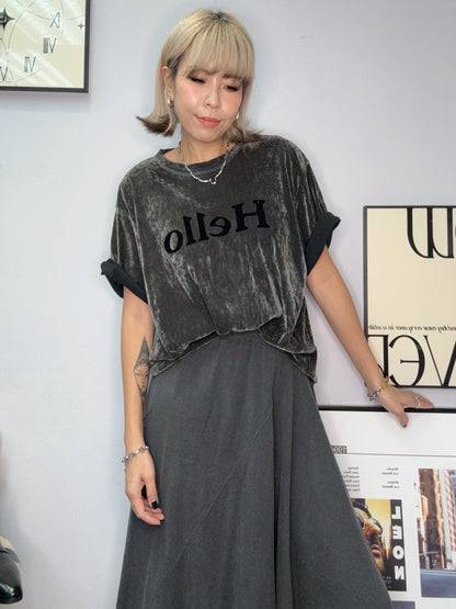 Thin Velvet short sleeves tee #00023