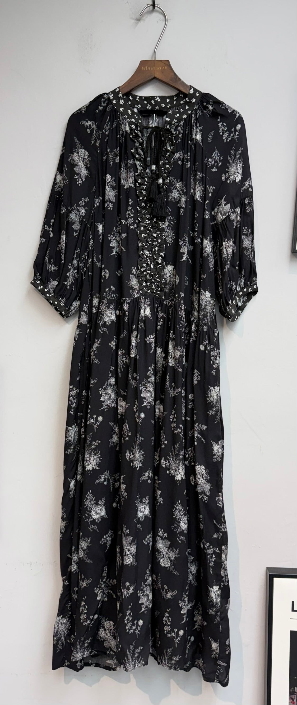 (A/W)White flower pattern chiffon one piece#00839