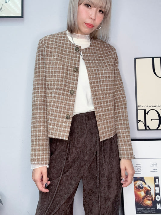 Grid tweed jacket
