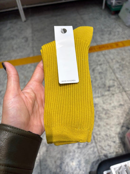Ribbed cotton crew socks