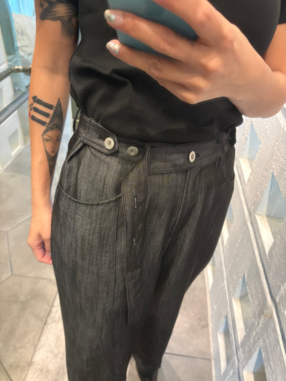 With half belt pants #00810