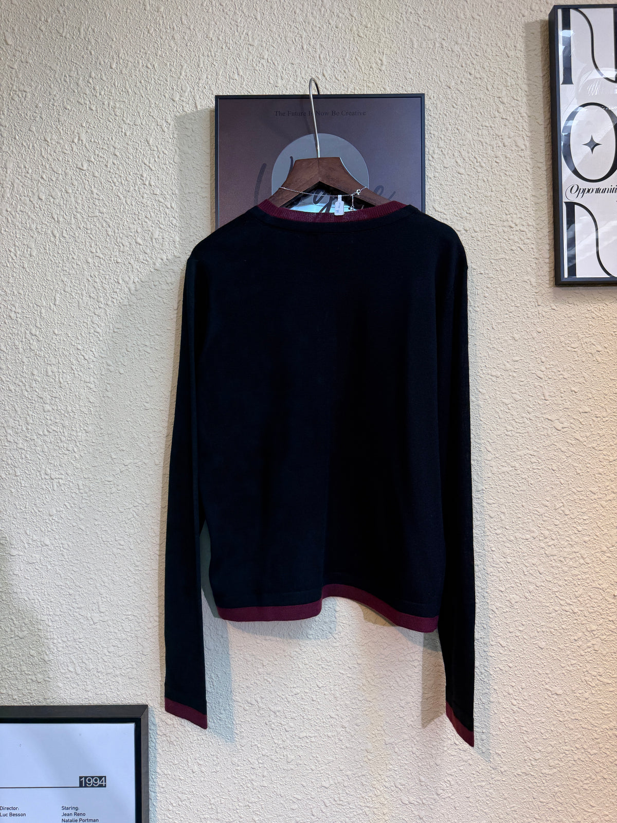 Fake two pieces big v collar knitted top #00934