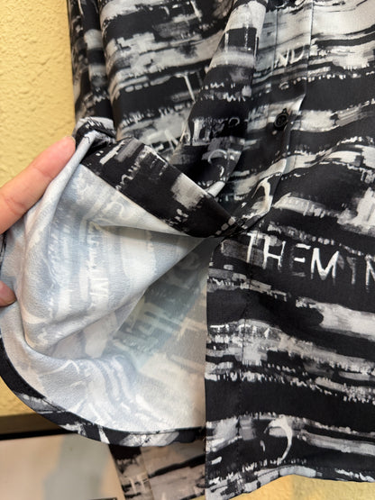 Black and white printed long shirt #01017