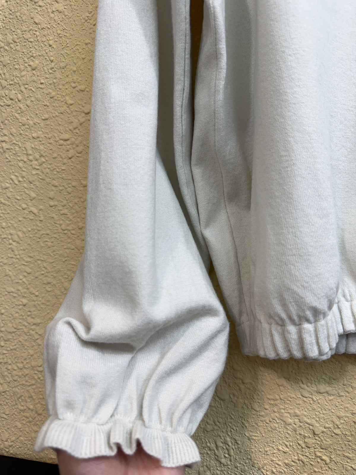 Puff hem plain knitted top #01031