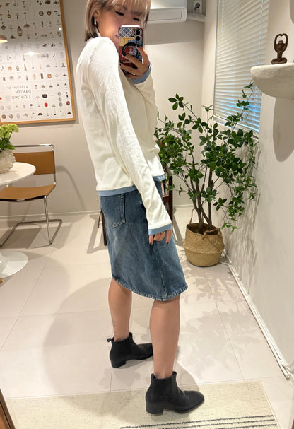 Stand collar fake two piece tee #00004