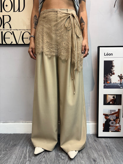 With lace scarf trousers#00644
