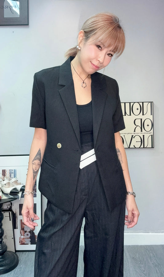 Plain short sleeves slim cut blazer #00611