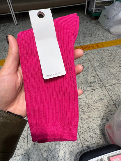 Ribbed cotton crew socks