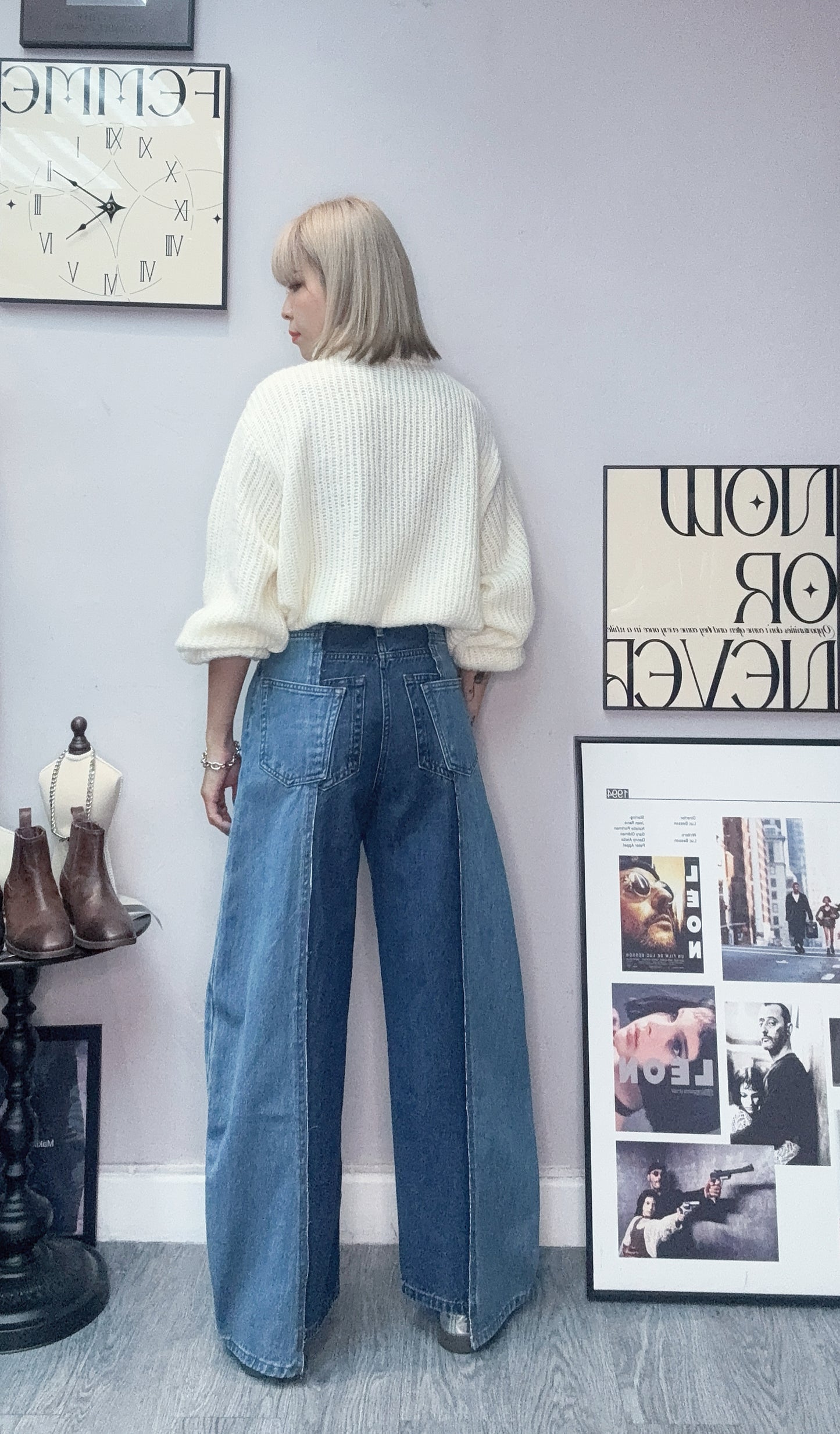 Two tone jeans #00076