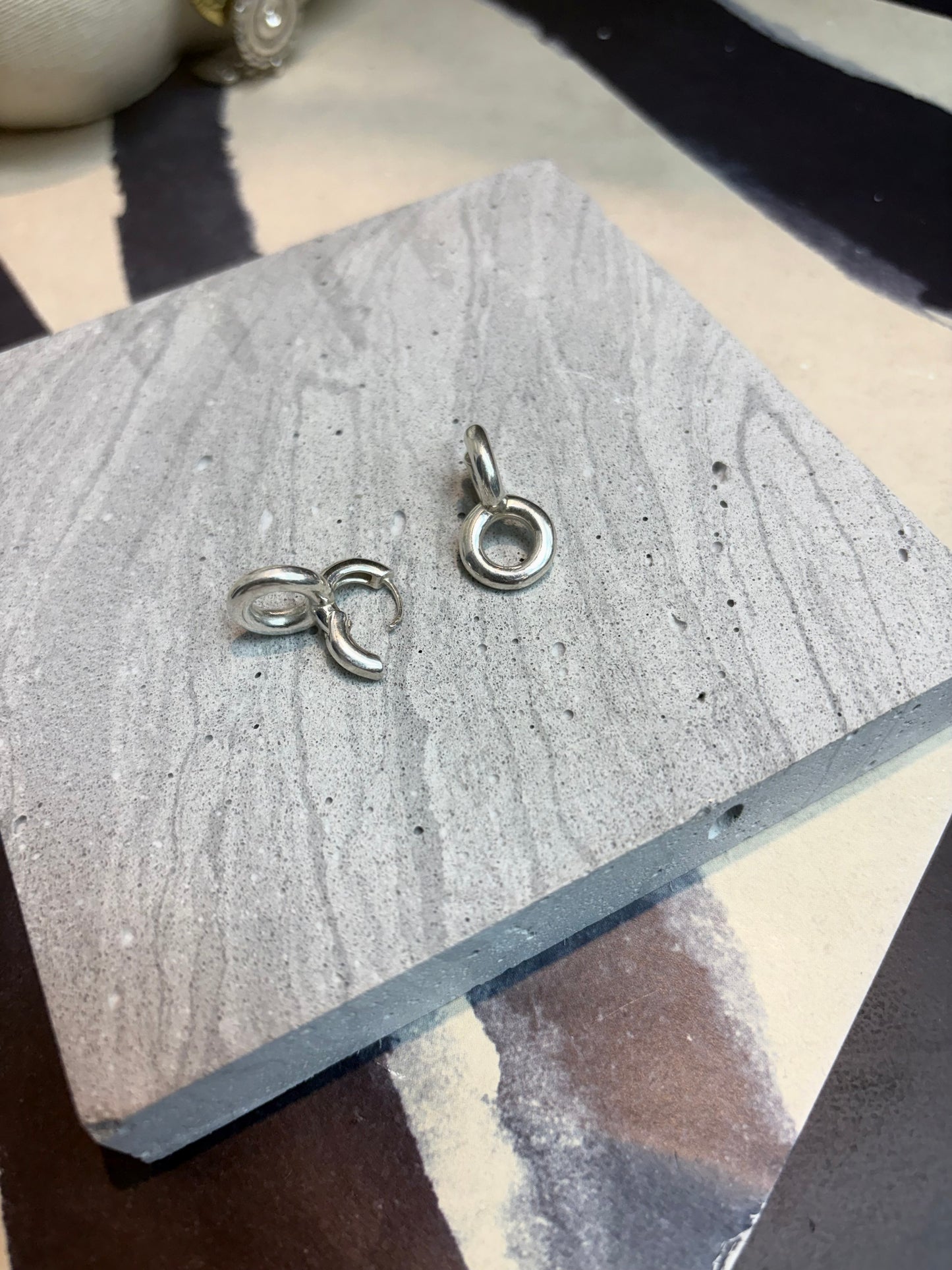 925 silver double circle earrings