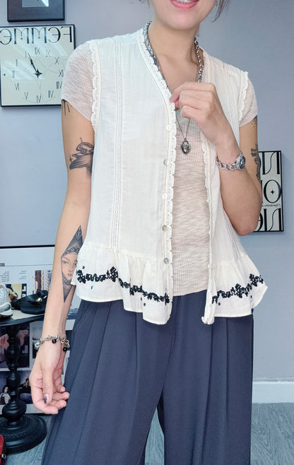 Stitch embroidery hem blouse #00627