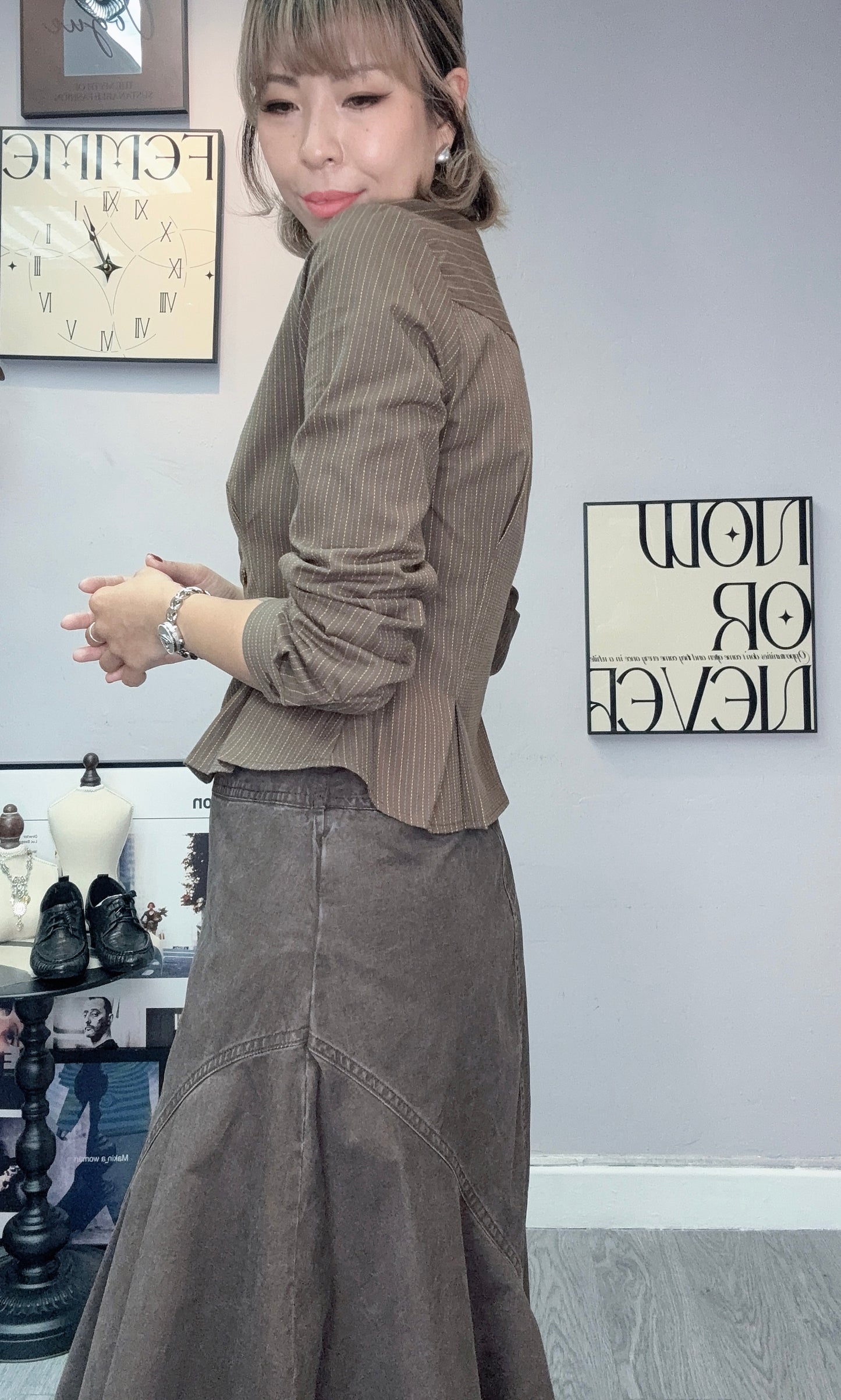 Stripe slim cut shirt #00376