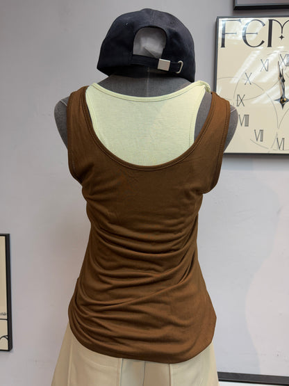 (-30%)Fake two pieces spandex tank