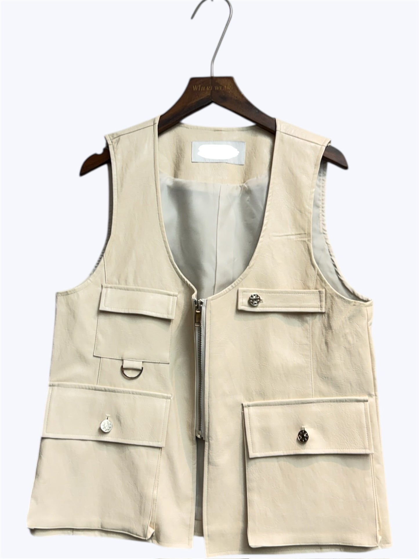 Faux leather vest jacket #00168