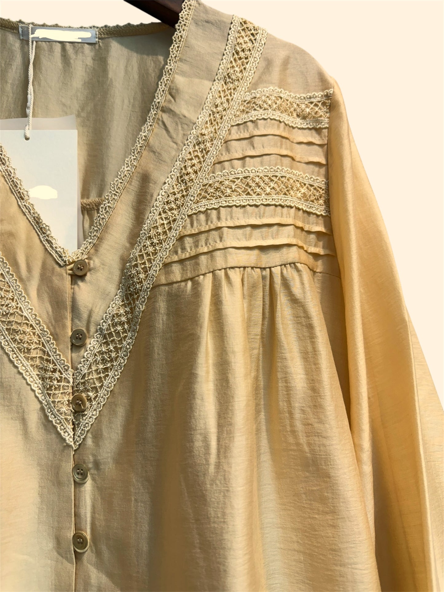 V neck lace front buttons blouse #00319
