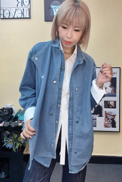 Shirt collar fake two pieces jacket #00974