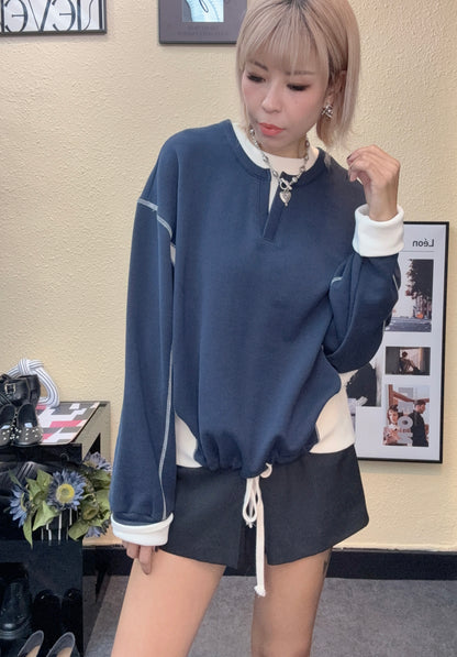 Double collar loose Sweatshirt #00975