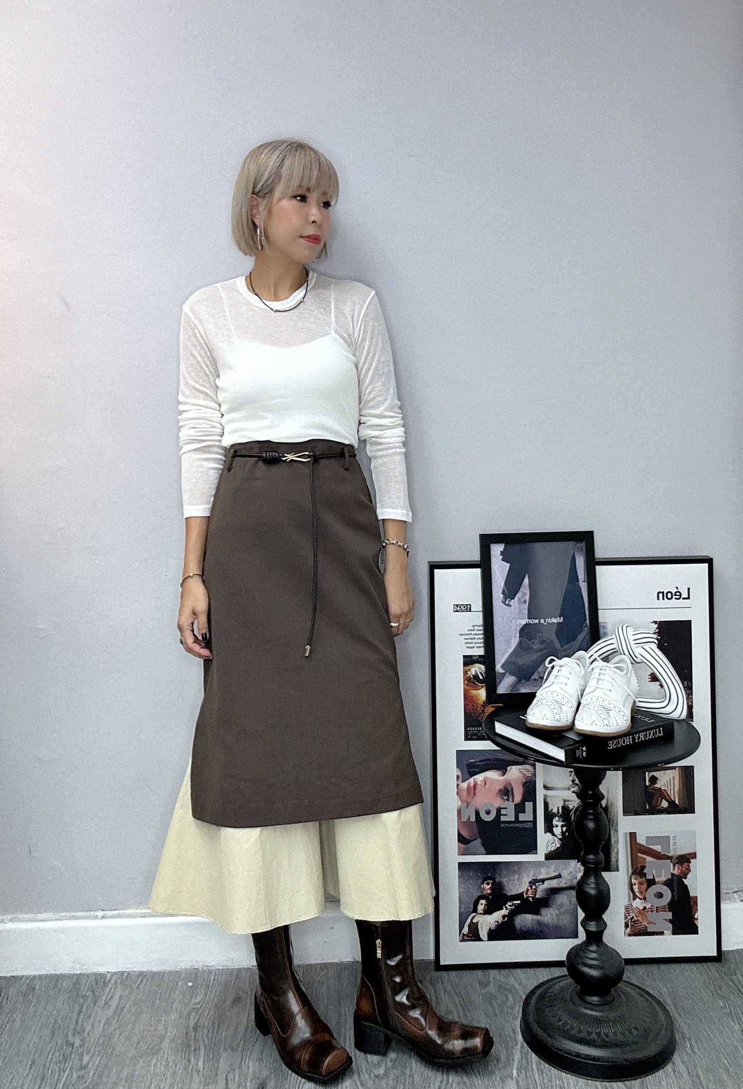 2 material fish tail skirt