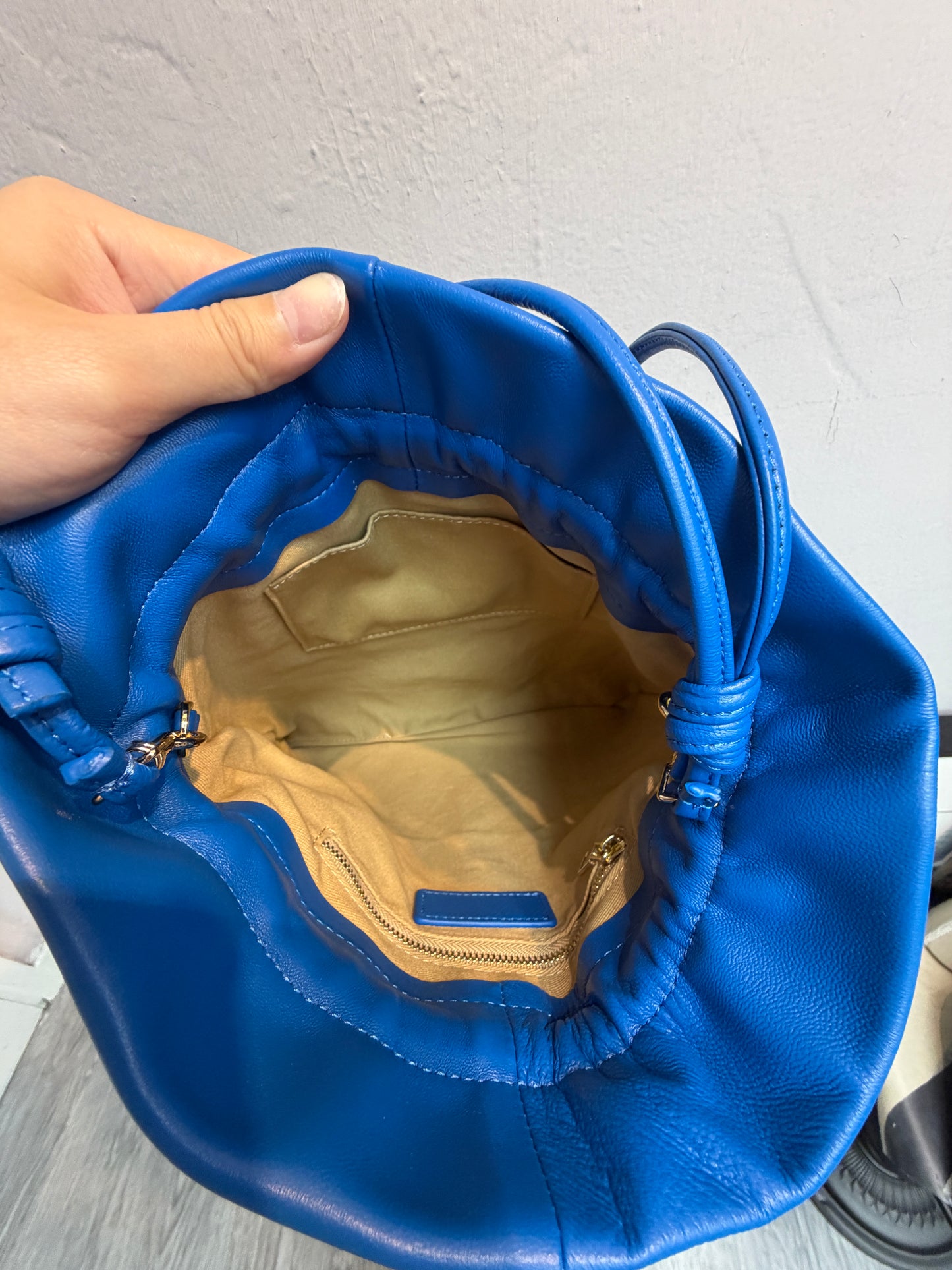 Lambskin drawstring bag