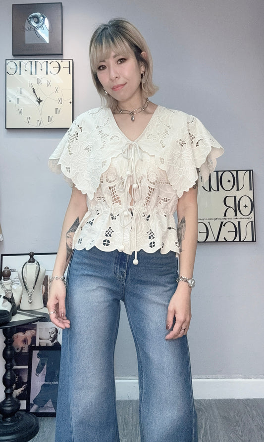 Front tie lace top #00325