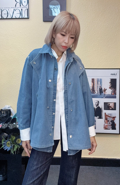 Shirt collar fake two pieces jacket #00974