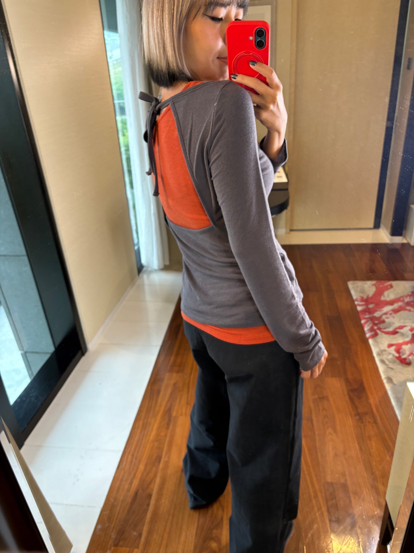 Back ribbon two pieces cotton tee