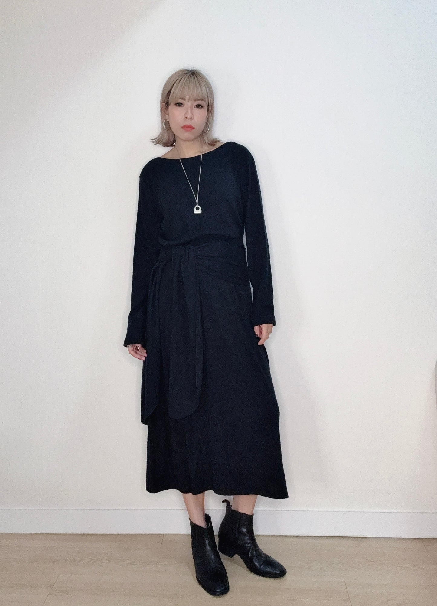 Front and back knitted dress (with scarf) #00157