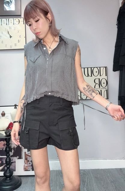 Mini checked vest shirt #00580