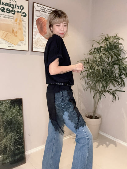 lace bottom tee #00362