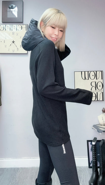 With hat half zip fleece top #00127