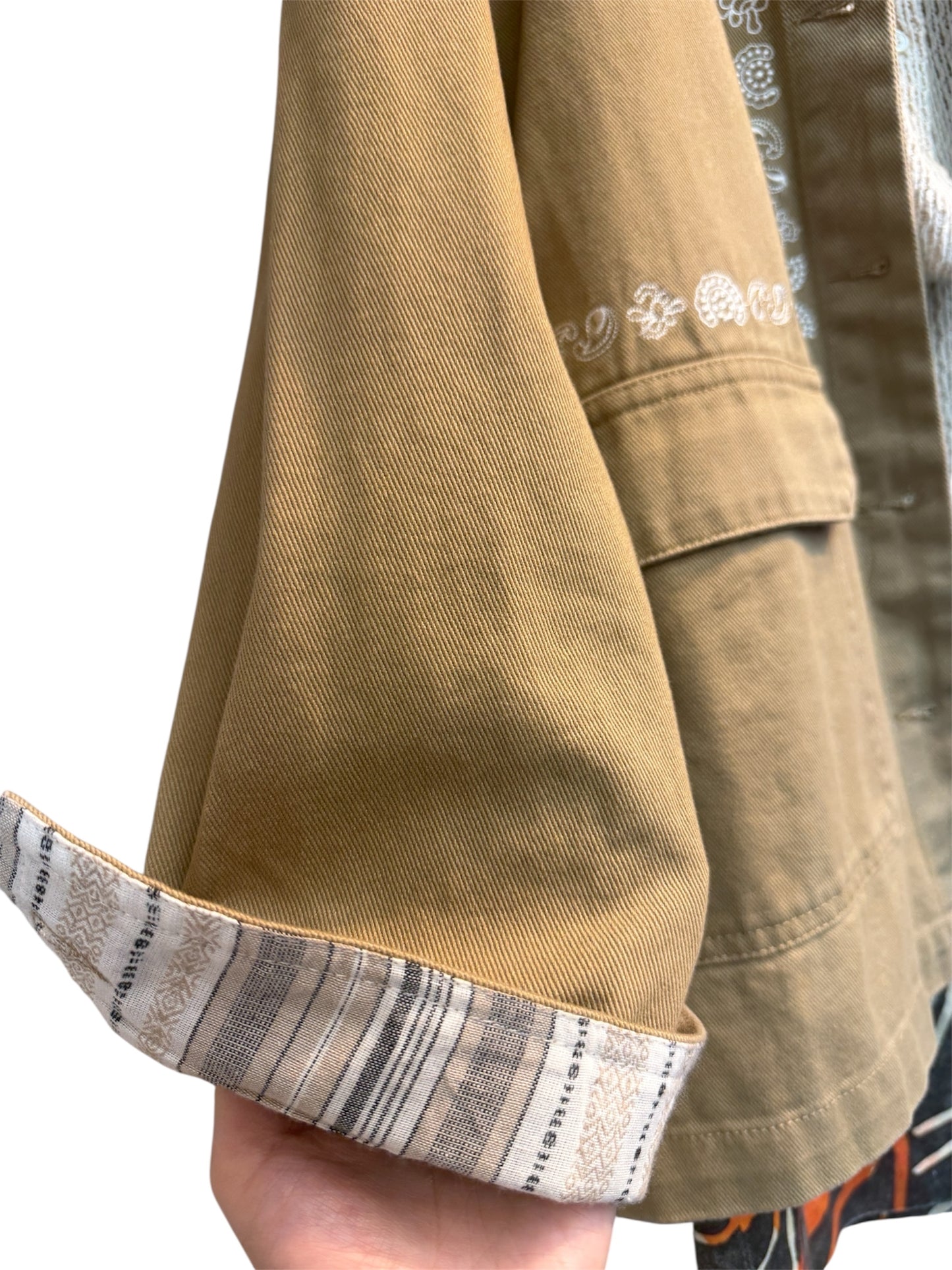 Shirt collar patchwork sleeves jacket #00334