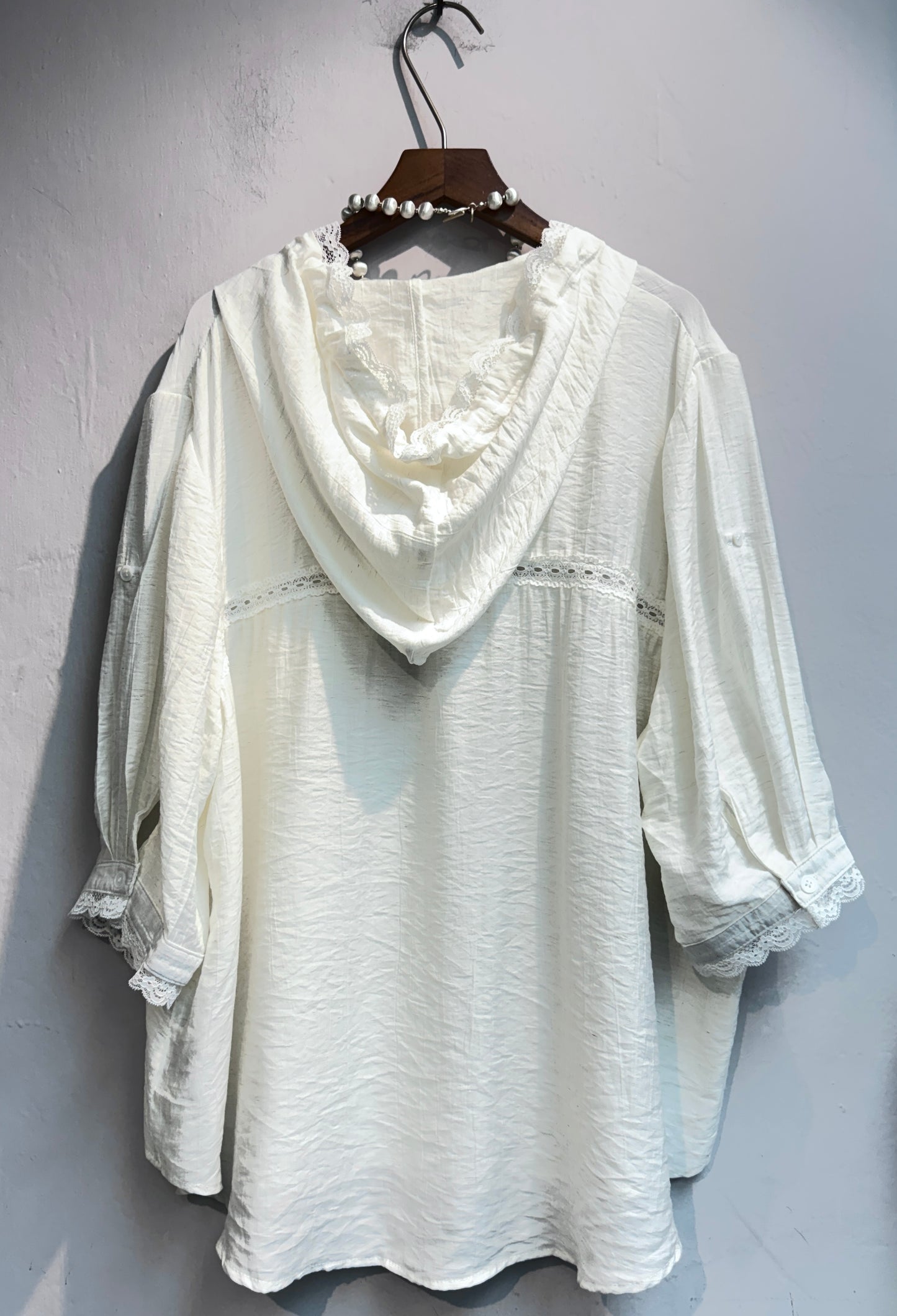 With hat lace trim short sleeves outer #00654