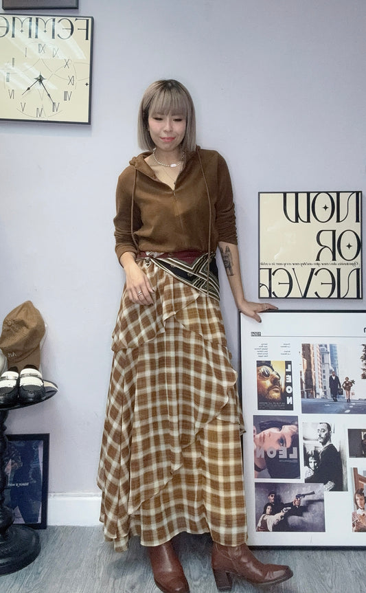 (-20% off)Grid chiffon skirt #00277