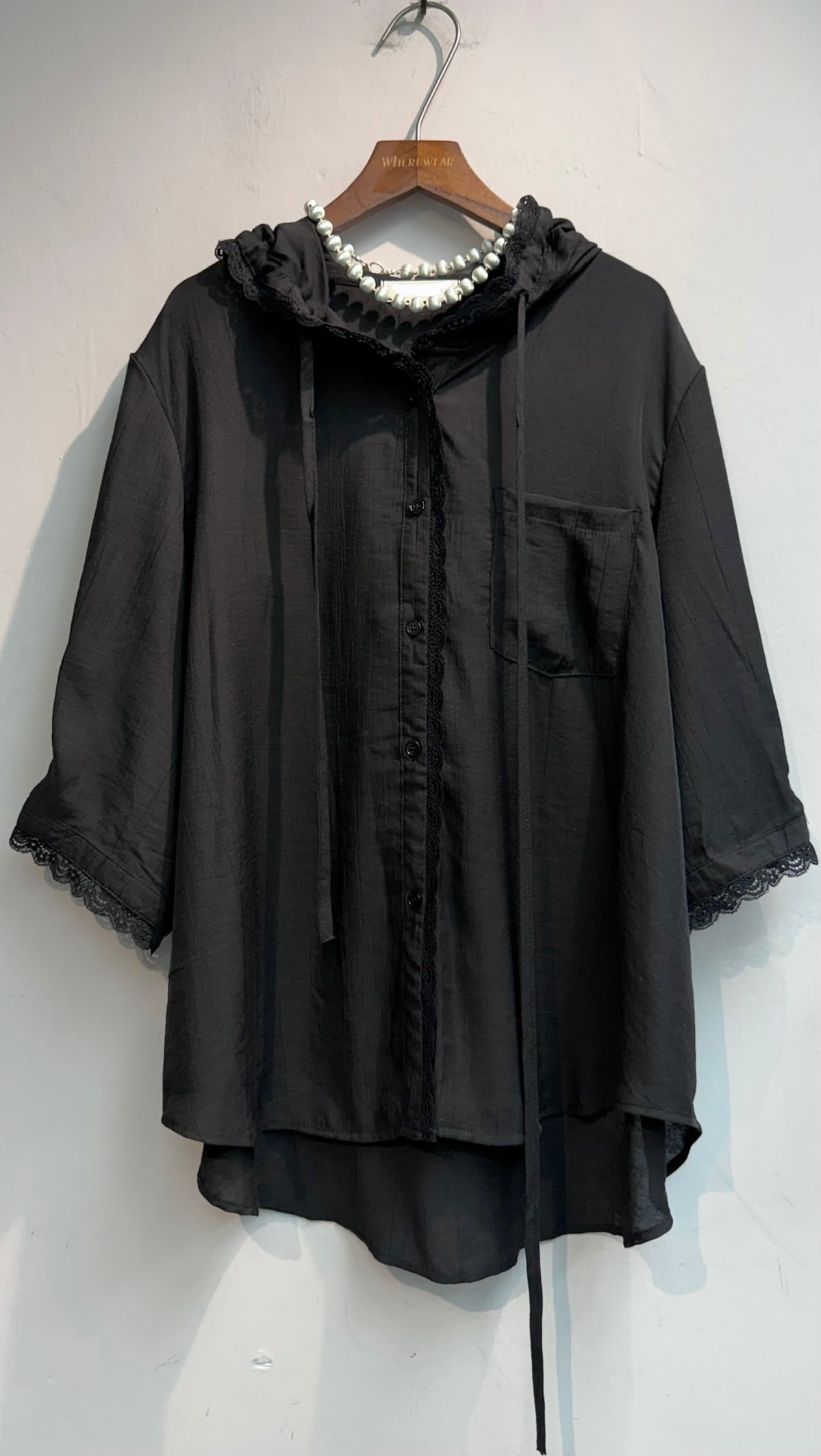 With hat lace trim short sleeves outer #00654