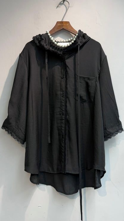 With hat lace trim short sleeves outer #00654