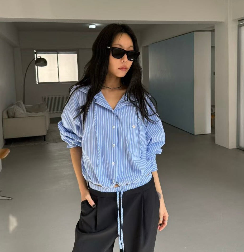 with hat striped shirt